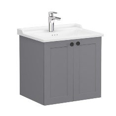 Vitra Root Classic 68703 Lavabo Dolabı, Kapaklı, 60 Cm, Mat Gri, Klasik Lavabolu